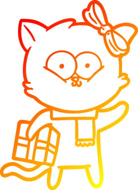 Bir insan tarafından çizilmiş çizgi film kedisinin sıcak çizgi çizimi