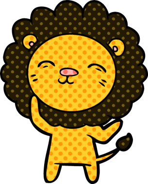 Bir insan tarafından çizilmiş çizgi film aslanı.