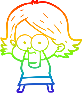 gökkuşağı gradyan çizimi mutlu bir çizgi film kızı bir insan tarafından çizildi