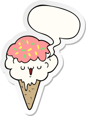 Bir insan tarafından çizilmiş konuşma balonu çıkartmalı karikatür dondurması.