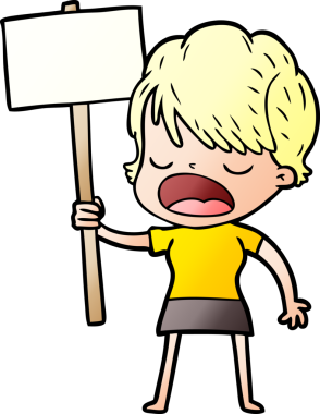 Bir insan tarafından çizilmiş bir karikatür kadın konuşuyor.