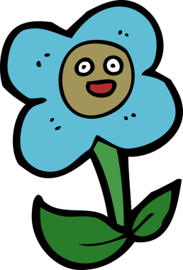 Bir insan tarafından çizilmiş karikatür çiçeği.