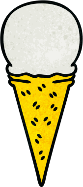 Bir insan tarafından çizilmiş vanilyalı dondurma külahı.