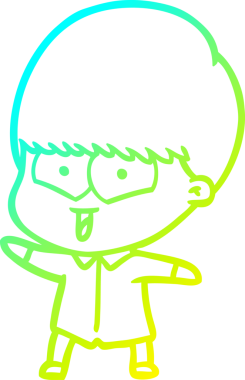 Bir çizgi film karakteri çizen soğuk çizgi bir insan tarafından çizilmiş mutlu çocuk.