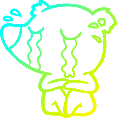 Bir insan tarafından çizilmiş ağlayan bir ayının soğuk çizgi çizimi.