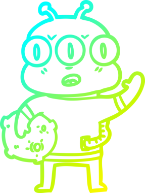 Bir insan tarafından çizilen üç gözlü uzaylı çizgi filminin soğuk gradyan çizimi