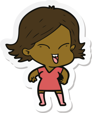 Bir insan tarafından çizilmiş mutlu bir çizgi film kızının çıkartması.