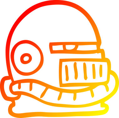 Bir insan tarafından çizilmiş bir çizgi film fütüristik miğferin sıcak çizgi çizimi