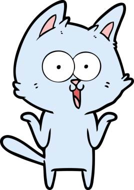 Bir insan tarafından çizilmiş komik çizgi film kedisi.