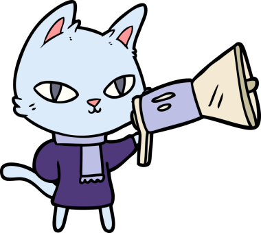 Bir insan tarafından çizilmiş çizgi film kedisi.