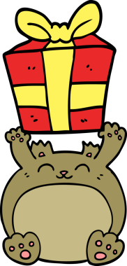 Bir insan tarafından çizilmiş şirin bir çizgi film Noel Ayısı.