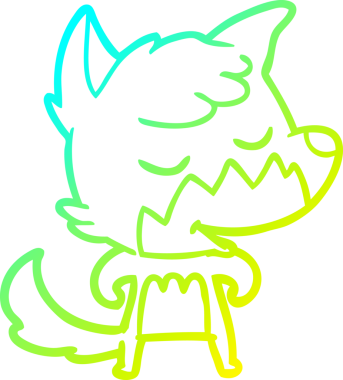 Bir insan tarafından çizilmiş dost canlısı bir tilkinin soğuk çizgi çizimi.