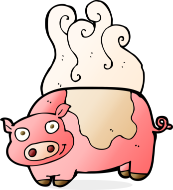 Bir insan tarafından çizilmiş çizgi film domuzu.