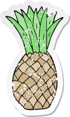Bir insan tarafından çizilmiş karikatür ananasının sıkıntılı çıkartması.