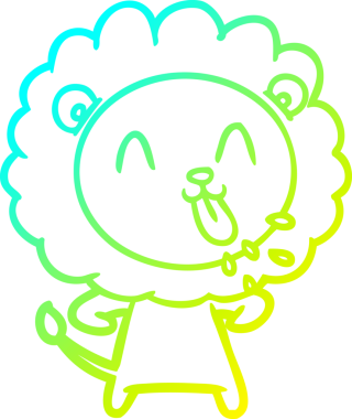 Bir insan tarafından çizilmiş mutlu çizgi film aslanı çizimi.