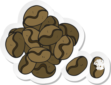 Bir insan tarafından çizilmiş kahve çekirdeklerinin gerilimli retro yapıştırması.