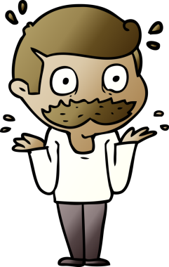 Çizgi filmdeki bıyıklı adam bir insan tarafından çizilmiş.