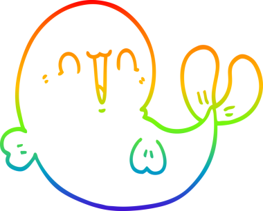 Gökkuşağı gradyan çizgisi bir insan tarafından çizilmiş şirin bir balina çizimi