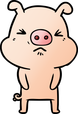 Bir insan tarafından çizilmiş huysuz domuz çizgi filmi.