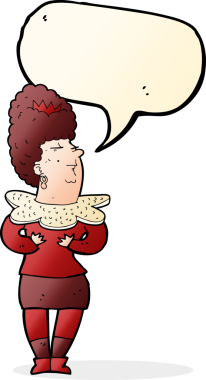 bir insan tarafından çizilmiş konuşma balonu olan aristokrat bir kadın.