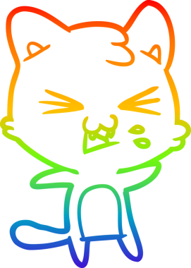 Gökkuşağı gradyan çizgi çizimi Bir insan tarafından çizilmiş bir çizgi kedi tıslama