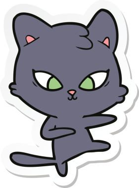 Bir insan tarafından çizilmiş şirin bir çizgi film kedisinin çıkartması.