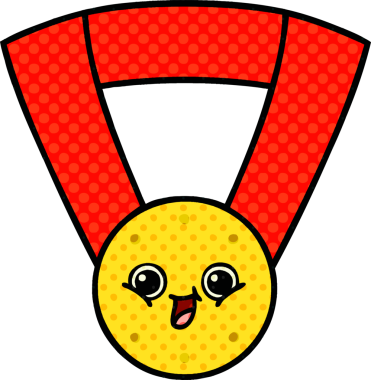 Bir insan tarafından çizilmiş altın madalyanın karikatürü.