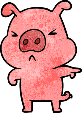 Bir insan tarafından çizilmiş kızgın domuz çizgi filmi.