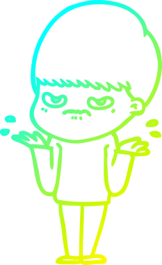 Bir insan tarafından çizilmiş soğuk gradyan çizgi film karakteri.