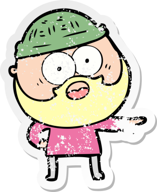 Bir insan tarafından çizilmiş sakallı bir adamın sıkıntılı çıkartması.