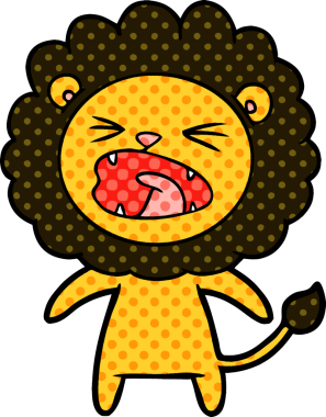 Bir insan tarafından çizilmiş kızgın aslan çizgi filmi.