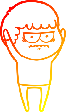 Bir insan tarafından çizilmiş, kızgın bir çizgi film karakteri.