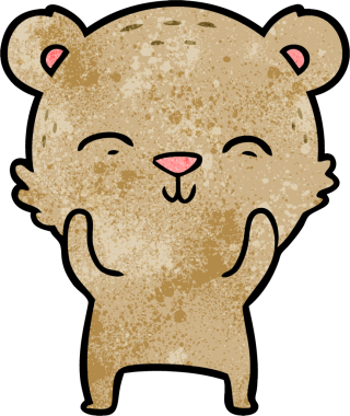 Bir insan tarafından çizilmiş mutlu çizgi film ayısı.