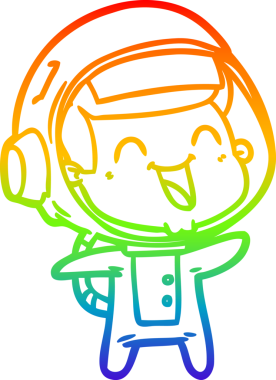 gökkuşağı gradyan çizimi mutlu bir çizgi astronot çizimi bir insan tarafından çizildi