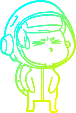 Bir insan tarafından çizilen soğuk gradyan çizgi çizimi stresli astronot