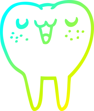 Bir insan tarafından çizilmiş bir çizgi film dişinin soğuk gradyan çizimi.