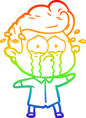 Bir insan tarafından çizilmiş ağlayan bir adamın çizdiği gökkuşağı gradyan çizgisi.