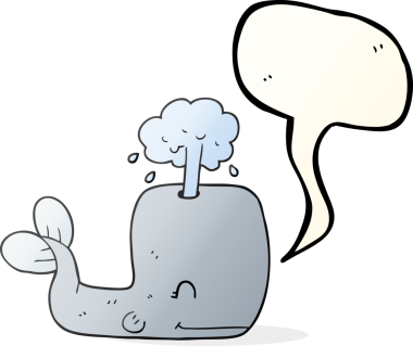 Serbest konuşma balonu karikatür balinası bir insan tarafından çizilmiş su püskürten