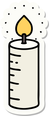 Bir insan tarafından çizilmiş geleneksel bir mum stiliyle dövme çıkartması.