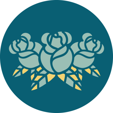 Bir insan tarafından çizilmiş bir buket çiçeğin ikonik dövme şekli