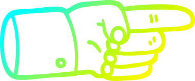 Bir insan tarafından çizilmiş işaret eden bir el sembolünün soğuk gradyan çizimi