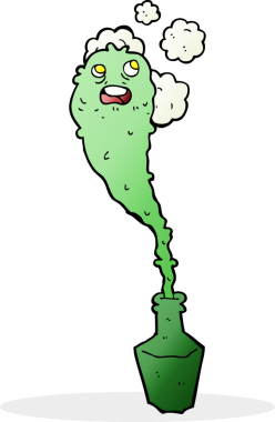 Şişedeki hayalet bir insan tarafından çizilmiş.