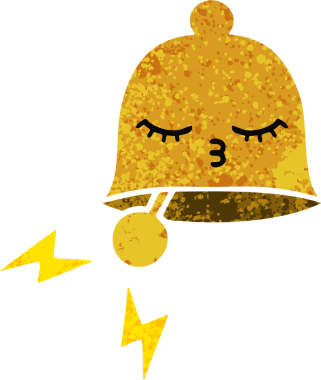 Bir insan tarafından çizilmiş bir çanın retro çizim tarzı karikatürü.