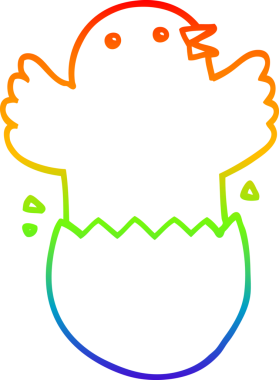 gökkuşağı gradyan çizgi çizimi bir insan tarafından çizilmiş yumurtadan çıkan bir kuş