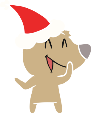 Gülen ayı eli, bir insanın çizdiği Noel Baba şapkasının düz renk çizimi.