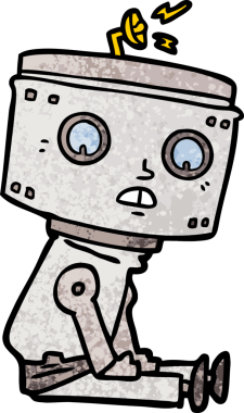 Bir insan tarafından çizilmiş çizgi film robotu