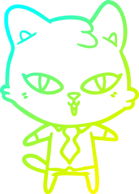 Bir insan tarafından çizilen çizgi film kedisinin soğuk gradyan çizgisi.