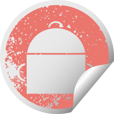 Bir insan tarafından çizilmiş sırt çantasının sıkıntılı, dairesel soyulan çıkartması.