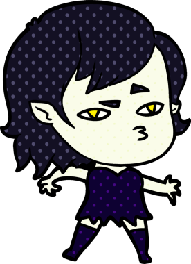 Bir insan tarafından çizilmiş vampir kız çizgi filmi.