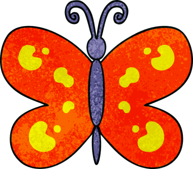 Bir insan tarafından çizilmiş garip bir kelebek çizimi.